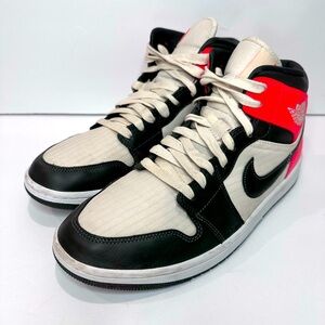Nike Men's Air Jordan 1’s Mid Black and Red High-Top Sneakers